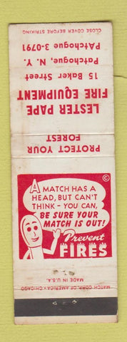 Matchbook Cover - Lester Paper Fire Equipment Patchogue NY WEAR