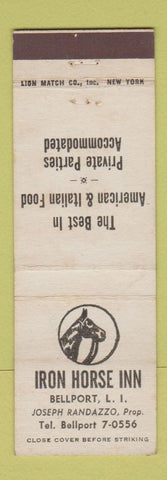 Matchbook Cover - Iron Horse Inn Bellport LI NY Italian