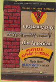 Matchbook Cover - Old America Shingles Roofing KC STL SLC WEAR 40 Strike