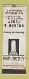 Matchbook Cover - Ruland & Terry Monuments Patchogue NY WORN