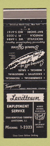Matchbook Cover - Levittown Employment Service Levittown LI NY