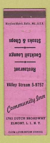 Matchbook Cover - Community Inn Elmont LI NY WEAR