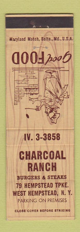 Matchbook Cover - Charcoal Ranch West Hempstead NY