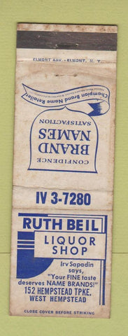 Matchbook Cover - Ruth Bell Liquor Shop West Hempstead NY WORN