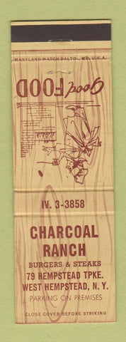 Matchbook Cover - Charcoal Ranch West Hempstead NY