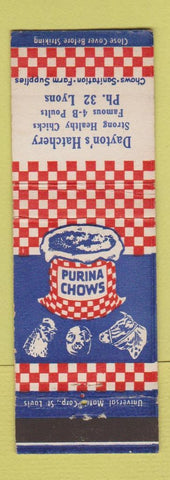 Matchbook Cover - Purina Chows Dayton's Hatchery chicks Lyons