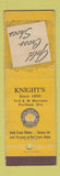Matchbook Cover - Knight's Gold Cross Shoes Portland OR