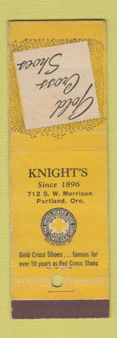 Matchbook Cover - Knight's Gold Cross Shoes Portland OR