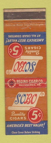 Matchbook Cover - Sobo Regina Cigars Philadelphia PA WORN