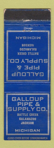 Matchbook Cover - Galloup Pipe & Supply Battle Creek Kalamazoo Jackson MI WORN