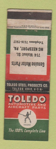 Matchbook Cover - Toledo Auto Parts McKeesport PA