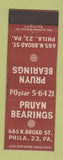 Matchbook Cover - Pruyn Bearings Philadelphia PA