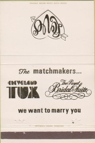 Matchbook Cover - Cleveland Tux Weddings Bridal Suite tuxedos 40 Strike