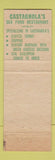 Matchbook Cover - Castagnola Restaurant San Francisco CA