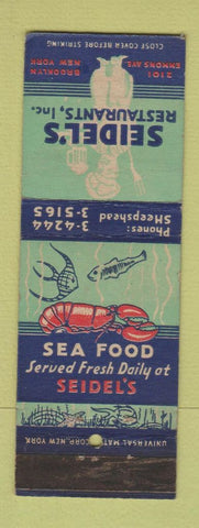 Matchbook Cover - Seiderl's Restaurants Brooklyn New York City lobster