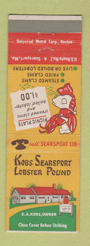 Matchbook Cover - Kobs Searsport Lobster Pound ME