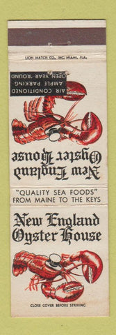 Matchbook Cover - New England Oyster House Perrine Coral Gables Miami FL