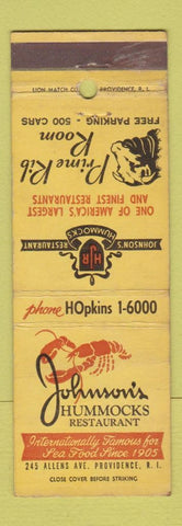 Matchbook Cover - Johnson's Hummocks Restaurant Providence RI