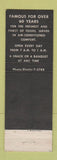 Matchbook Cover - Wearley's Restaurant seafood Washington DC feature