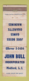 Matchbook Cover - John Bull Inc Medford LI NY vending juke box WORN