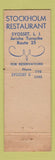 Matchbook Cover - Stockholm Restaurant Syosset LI NY