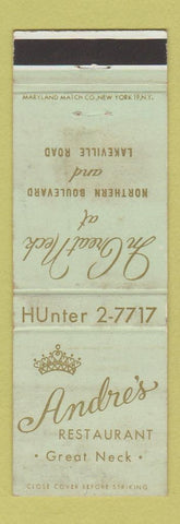 Matchbook Cover - Andre's Restaurant Great Neck LI NY WORN