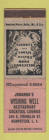 Matchbook Cover - Johanna's Wishing Well Hempstead LI NY WORN