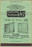 Matchbook Cover - Elgo Ventilating Specialties Detroit MI 40 Strike