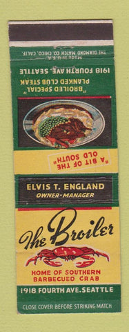 Matchbook Cover - The Brioler Crab Seattle WA