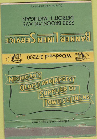 Matchbook Cover - Banner Linen Service Detroit MI CREASE 40 Strike