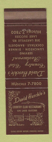 Matchbook Cover - David Huschle's Country Club Restaurant Lake Success LI NY