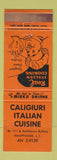 Matchbook Cover - Caligiuri Italian Restaurant Hauppauge LI NY ORANGE WEAR