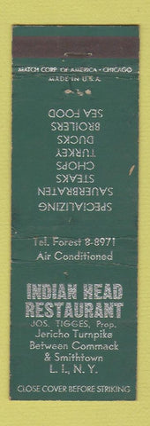 Matchbook Cover - Indian Head Restaurant Commack Smithtown LI NY