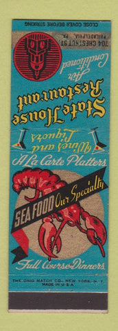 Matchbook Cover - State House Restaurant Philadelphia PA lobster