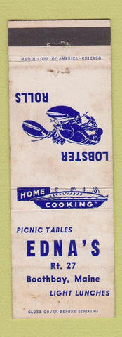 Matchbook Cover - Edna's Lobster Rolls Boothbay ME WEAR