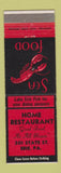 Matchbook Cover - Home Restaurant Erie PA lobster
