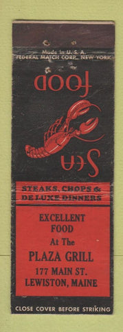 Matchbook Cover - Plaza Grill Lewiston ME Federal lobster