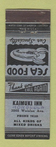 Matchbook Cover - Kaimuki Inn Honolulu Hawaii POOR BACK BLUE WRITING