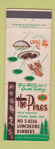 Matchbook Cover - The Pines Restaurant Stoney Creek ON