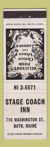 Matchbook Cover - Stage Coach Inn Bath ME
