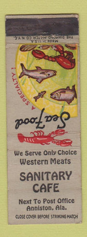 Matchbook Cover - Sanitary Cafe Anniston AL WEAR