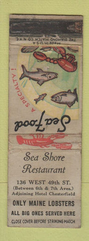 Matchbook Cover - Sea Shore Restaurant  New York City WORN