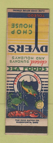 Matchbook Cover - Dyer's Chop House Toledo OH lobster
