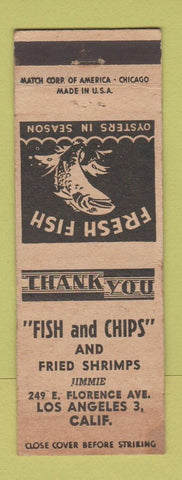 Matchbook Cover - Fish and Chips Los Angeles CA