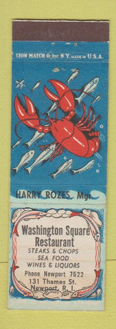 Matchbook Cover - Washington Square Restaurant Newport RI lobster