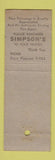 Matchbook Cover - Simpson's Restaurant Point Pleasant Beach NJ lobster
