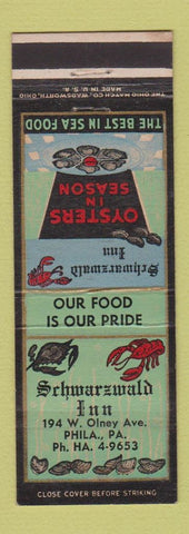 Matchbook Cover - Schwarzwald Inn Philadelphia PA lobster