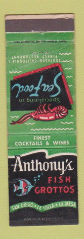 Matchbook Cover - Anthony's Fish Grotto La Jolla Mesa CA San Diego lobster