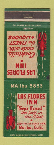 Matchbook Cover - Las Flores Inn Malibu CA lobster