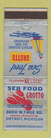 Matchbook Cover - Sea Food Grotto Detroit MI lobster SILVER